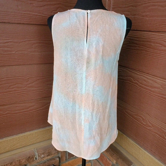 Staccato Women's Peach and Light Blue Watercolor Tie-Dye Sleeveless Blouse NWOT - Picture 7 of 10